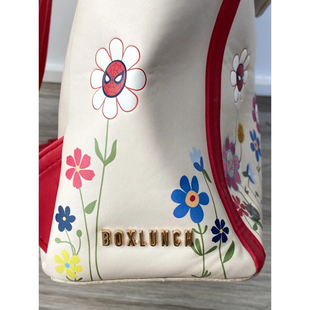 Boxlunch Our Universe Marvel Spider-Man Floral Mini Backpack Cream Red Universal